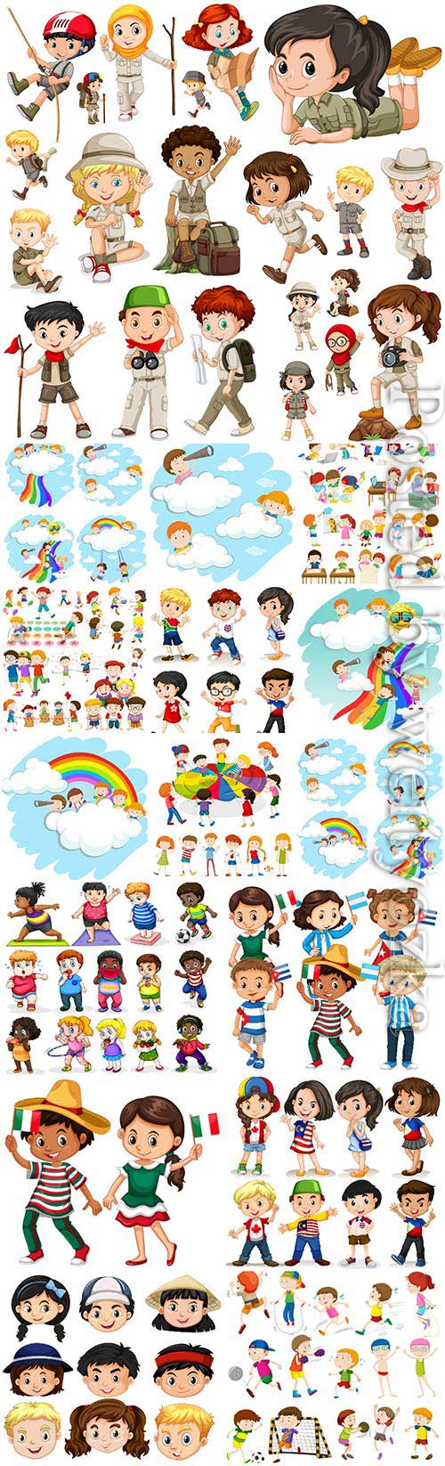 Little cartoon boys and girls in vector