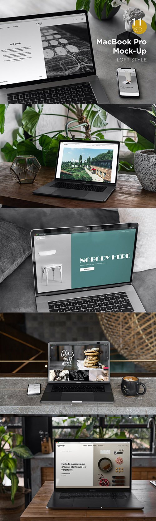 MacBook Pro Responsive Mock-Up Loft Style