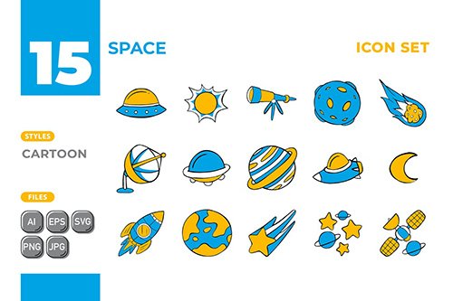 Vector Space Icon Set (Cartoon Style) #01