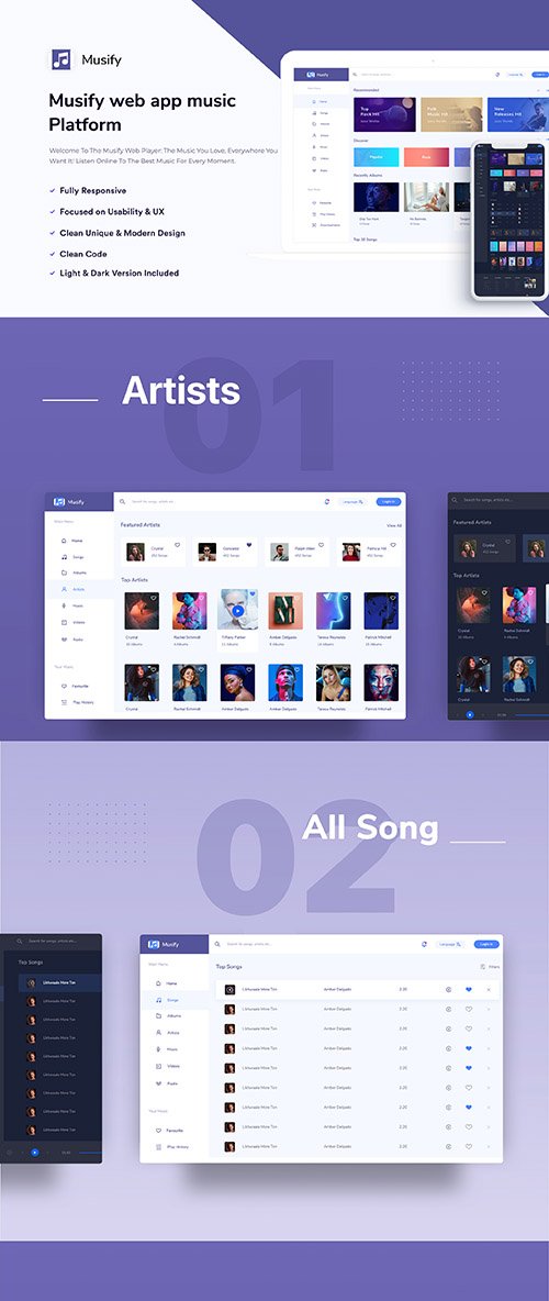 Musify - Web app UI ket - UI8