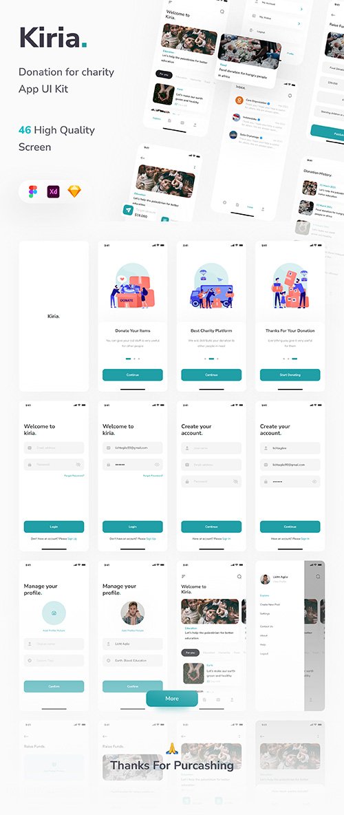 Kiria - Donation for charity App UI Kit - UI8