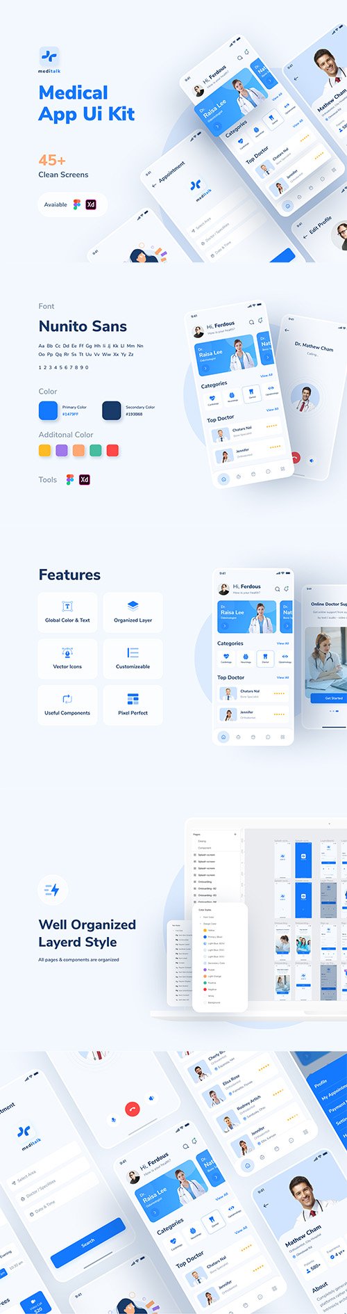 MediTalk-Medical App UI Kit - UI8