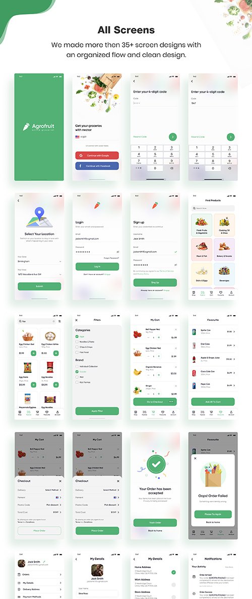 Agrofruit | Groceries App UI Kit - UI8