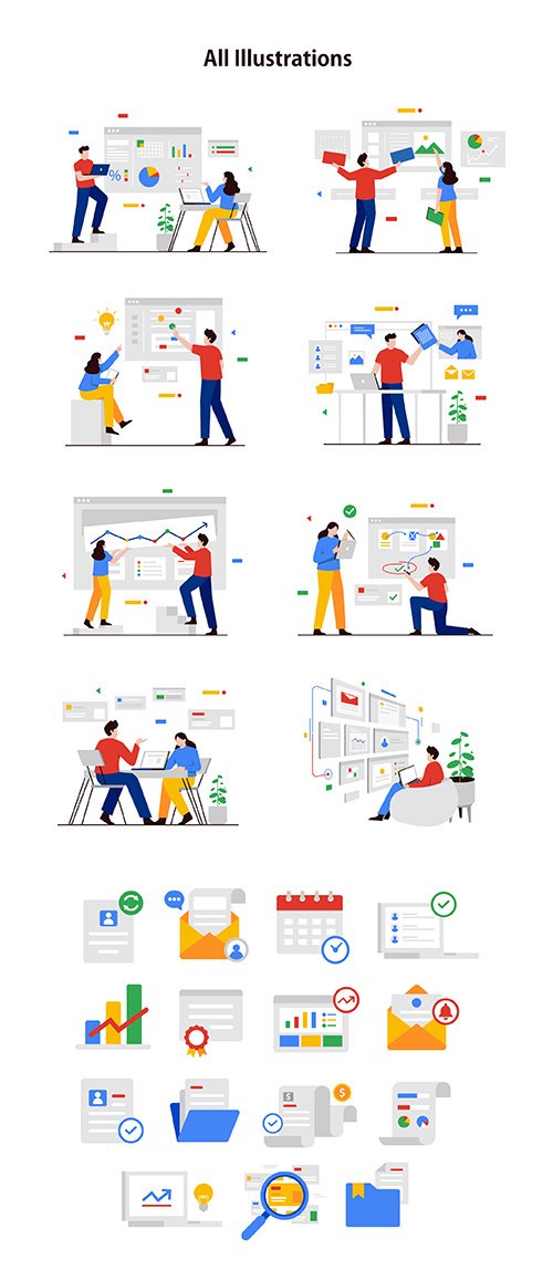 MANIK - Business strategy & Teamwork Illustration Pack