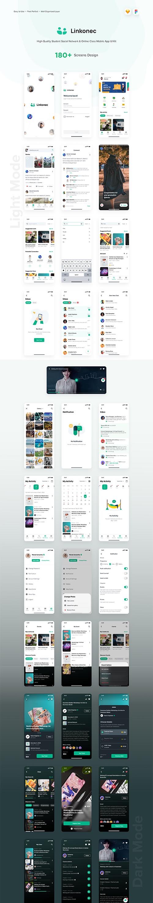 Linkonec Student Social Network & Online Class Mobile App - UI8