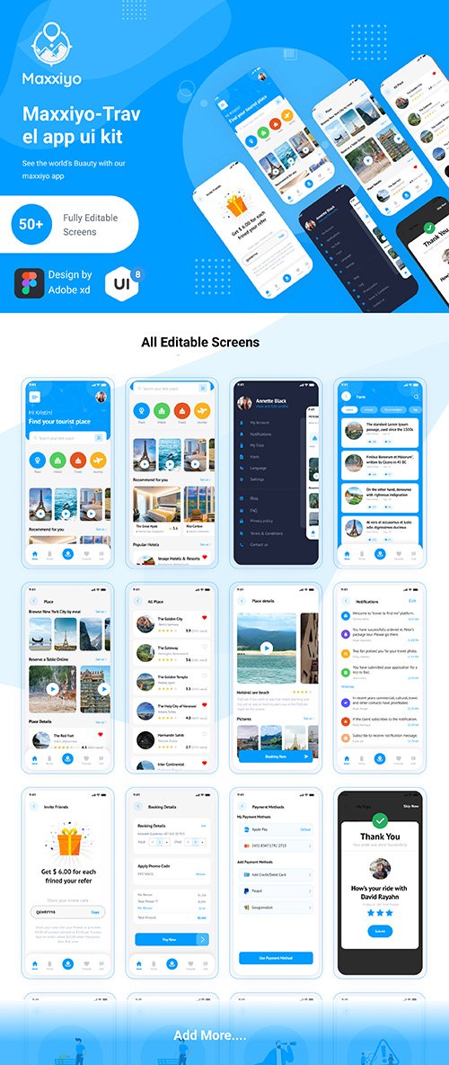 Maxxiyo - Travel app ui kit - UI8