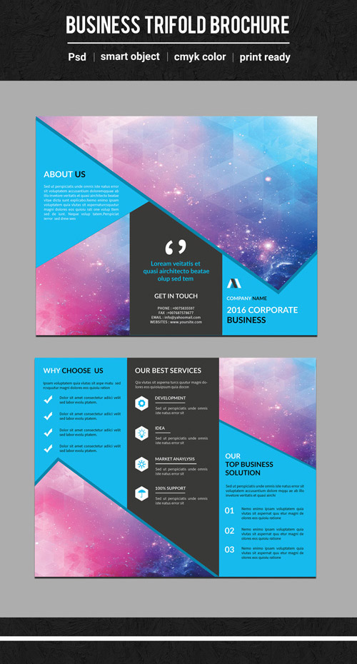 Business Brochure Layout with Blue Diagonal Borders 2 132454619