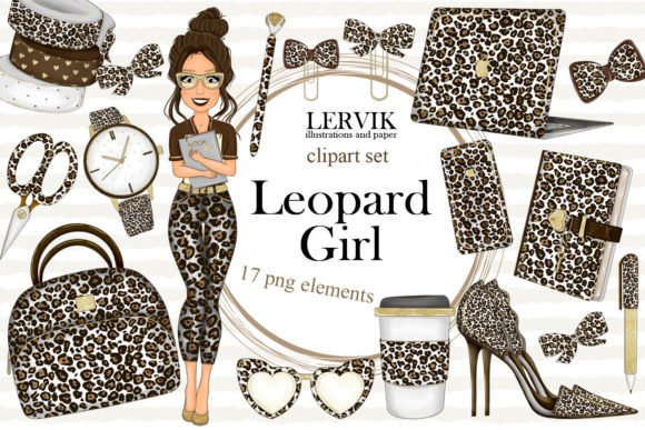 Girl Planner - Clipart Set - Leopard Print Graphic