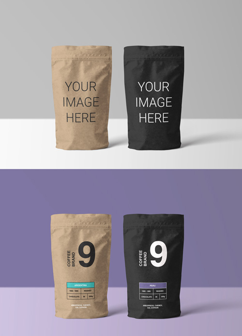 Paper Coffee Bags Mockup