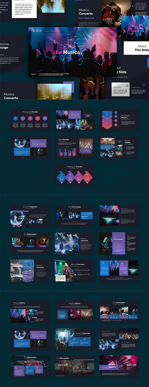 Musica Presentation Powerpoint, Keynote and Google Slides Template