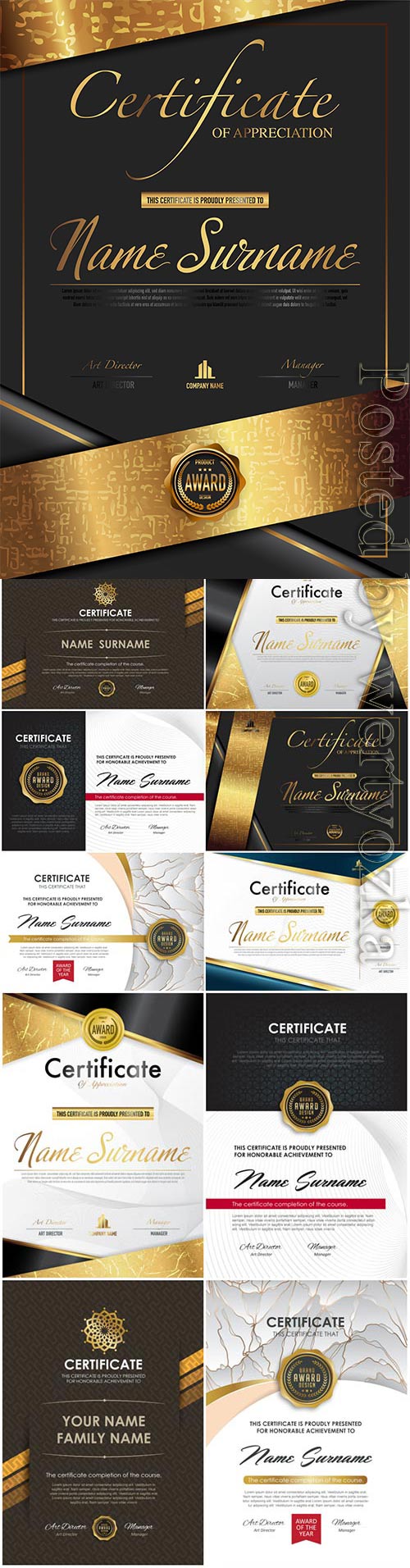 Luxury diplomas and certificates in vector