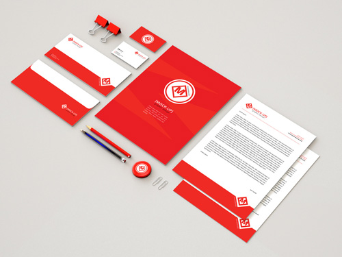 Red Branded Stationery and Accessories Mockup