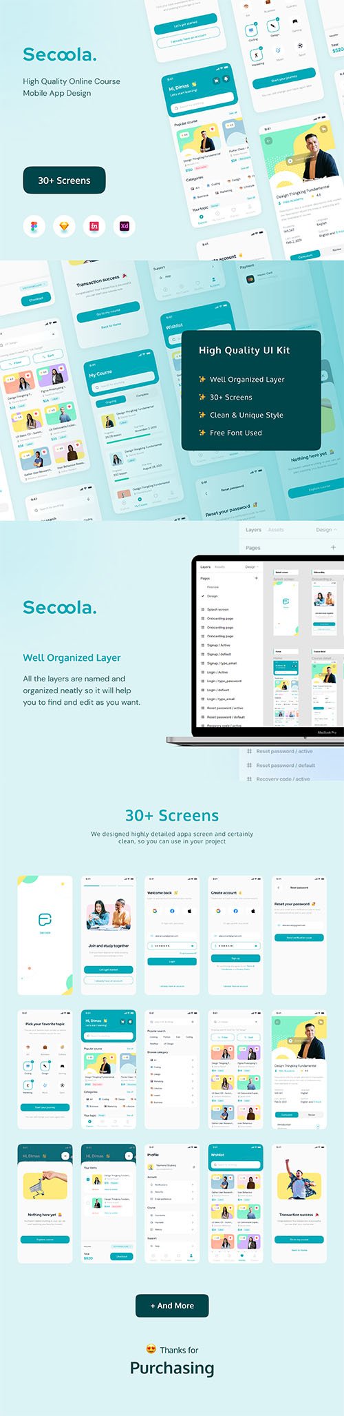 Secoola - Course Mobile Apps UI KIT - UI8
