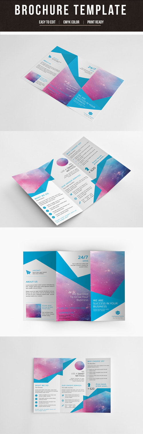 Trifold Brochure Layout with Blue Accents 1