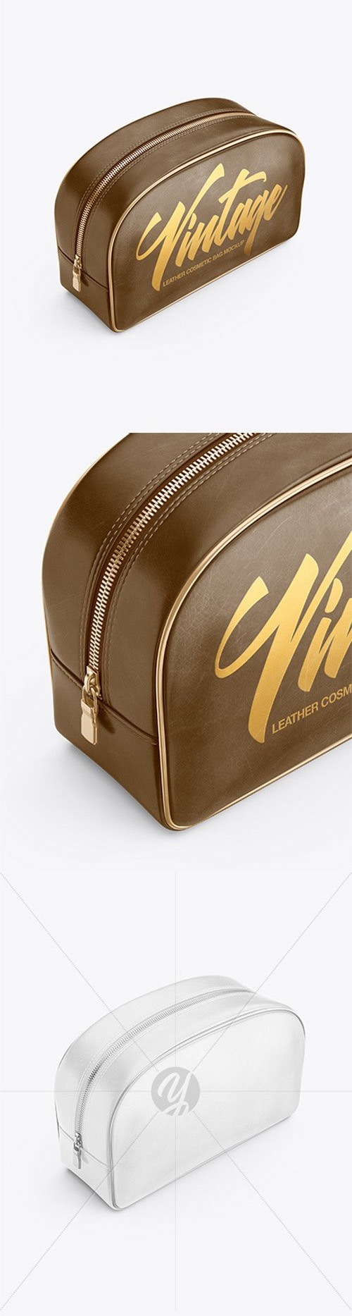 Leather Cosmetic Bag Mockup - Half Side View (High-Angle Shot) 84718