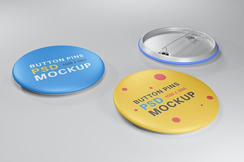 Realistic buttons pin design mockup