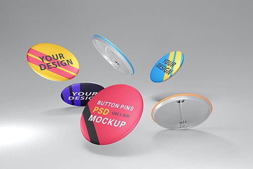 Fly buttons pin design mockup