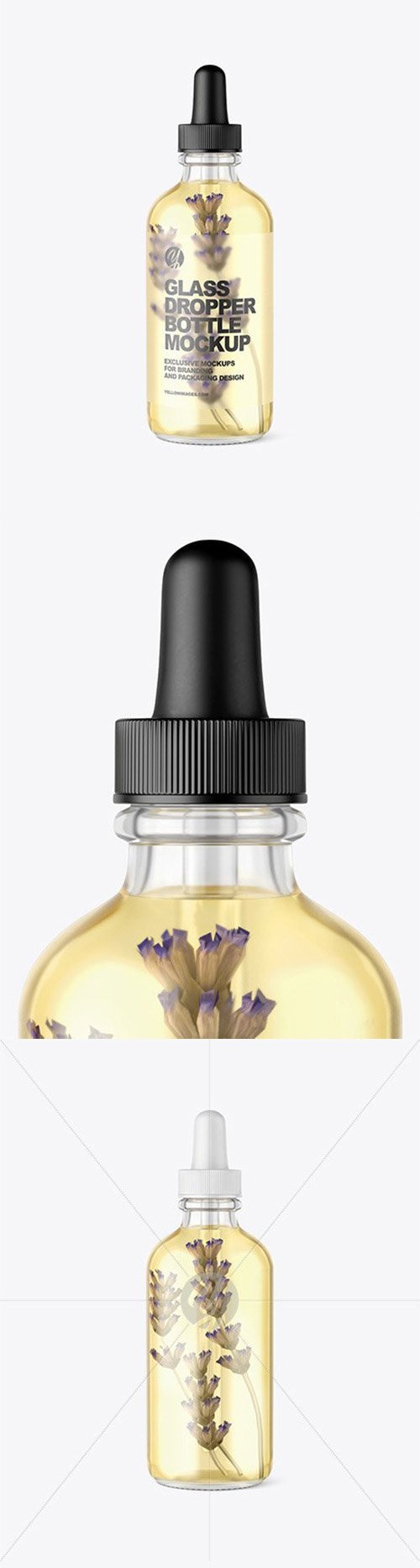 Glass Cosmetic Dropper Bottle With Flowers Mockup 85715
