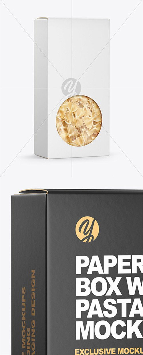 Paper Box with Farfalle Pasta Mockup 69152