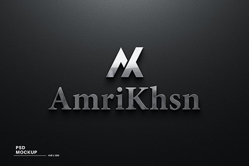 Realistic company logo on wall mockup