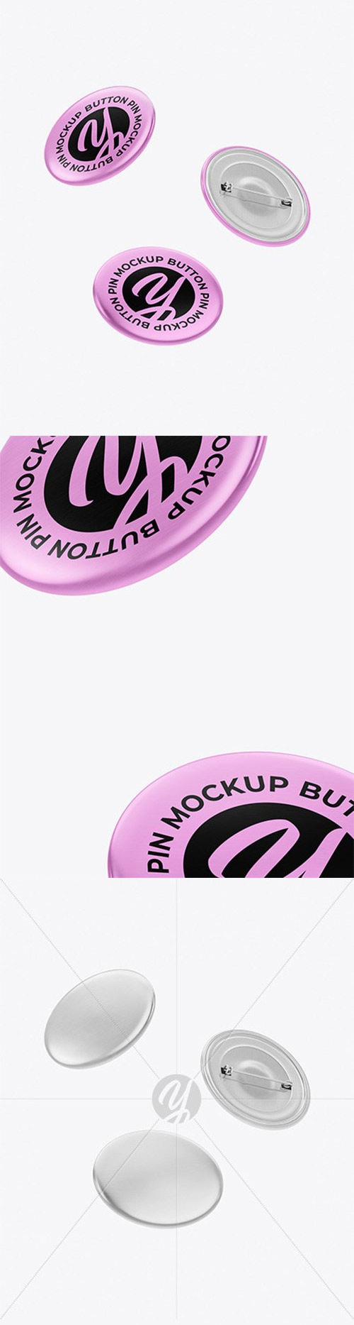 Metallic Button Pins Mockup 85554