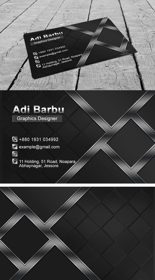 Dark Business Card Design PSD Template