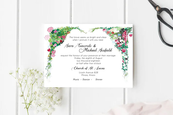 Handpainted watercolour floral wedding suite