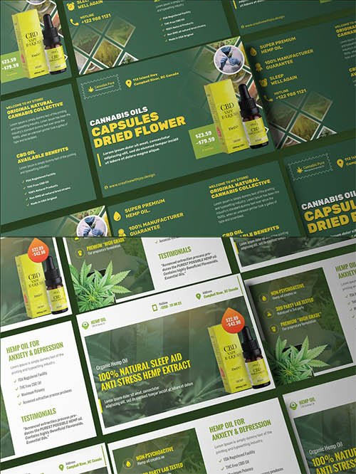 Cannabis Hemp Oil Products Print Templates PSD