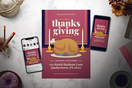 Thanksgiving Day Flyer Set