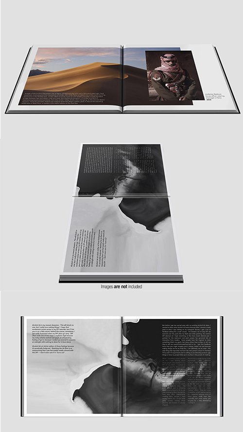 Square Magazine Mockup (Front, Side and Perspective View)