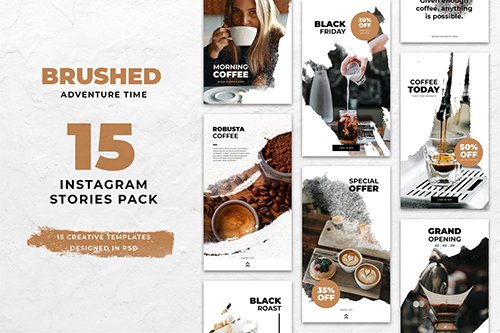 Coffee Brush Instagram Stories PSD