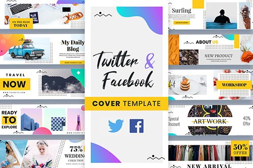 Twitter & Facebook Cover Templates PSD