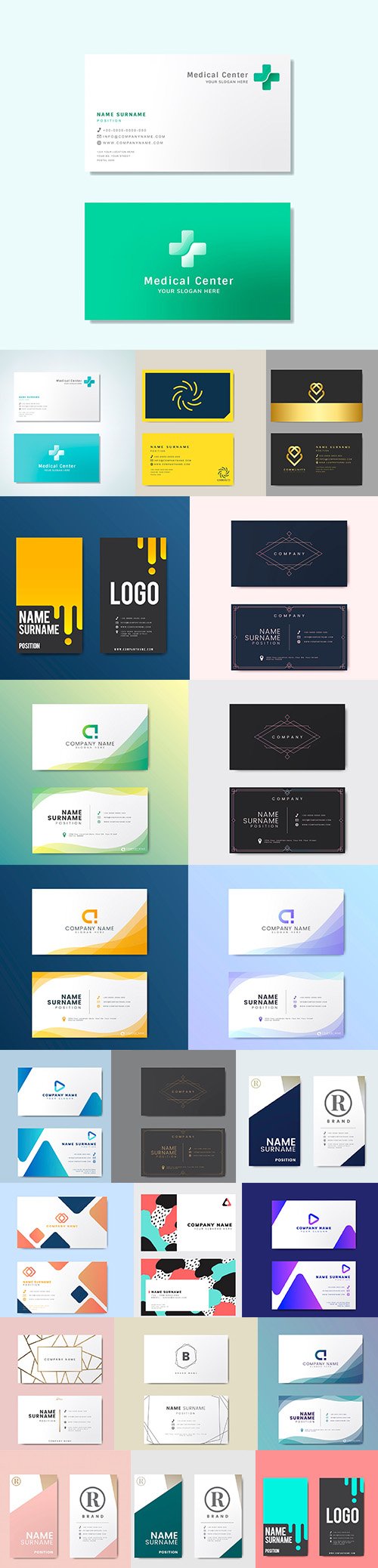 Business Card Set of 22 Vector Template