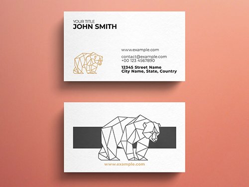 Minimalist Business Card Layout with Geometric Bear Logo