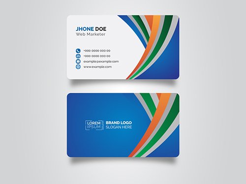 Business Card Layout with Multicolored Stripes