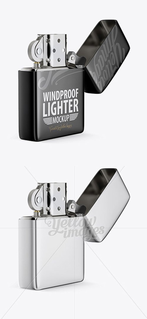 Opened Metallic Lighter Mockup