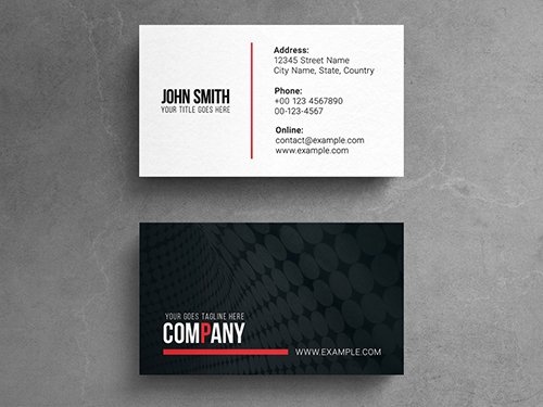 Corporate Business Card Layout with Photograph Element and Red Accents