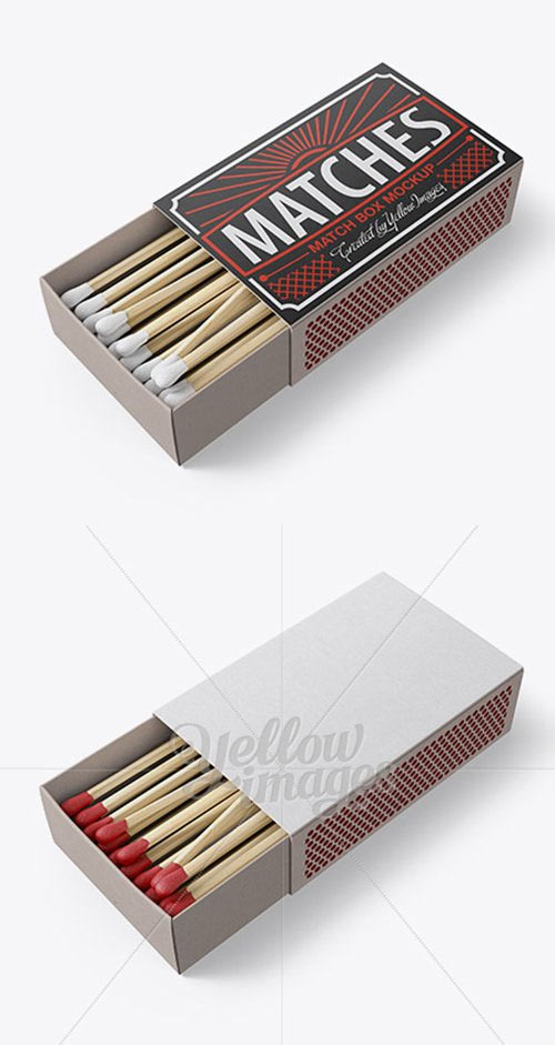 Opened Carton Match Box Mockup