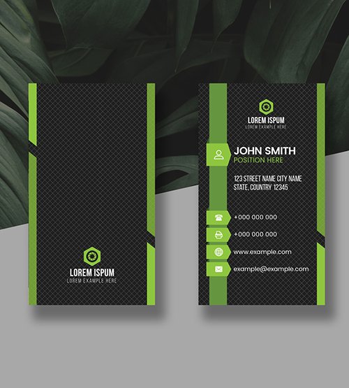 Green Vertical Business Card Layout 278998323