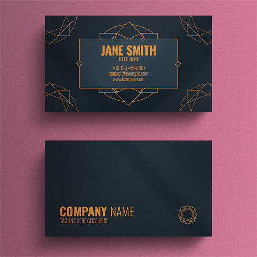 Business Card Layout with Geometric Decorative Accents