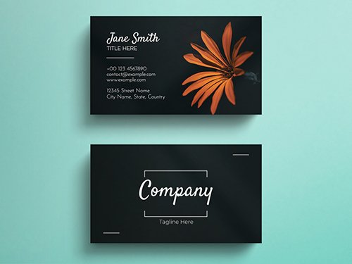 Simple Black Business Card Layout with Photograph Accent
