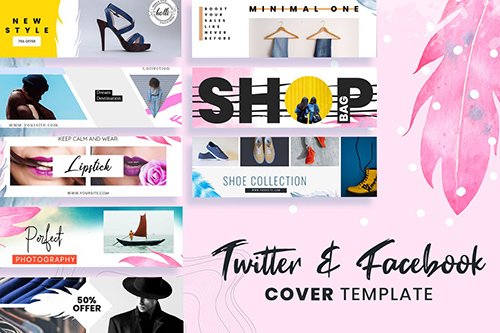 Twitter & Facebook Cover Templates PSD