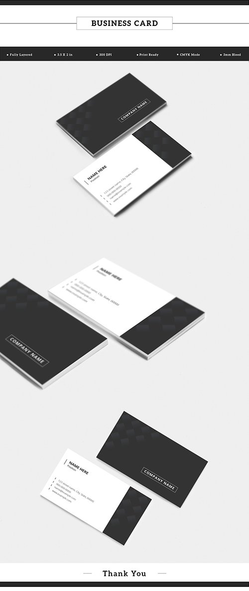 Dark Gray and White Business Card Layout with Pattern