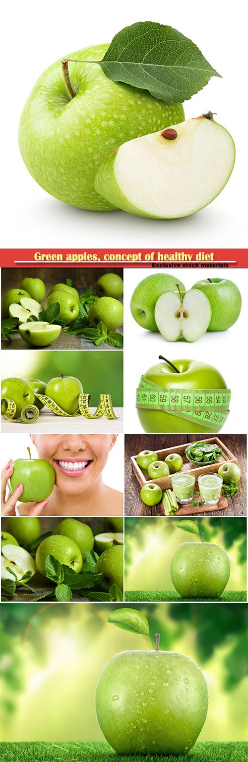 Green apples, concept of healthy diet