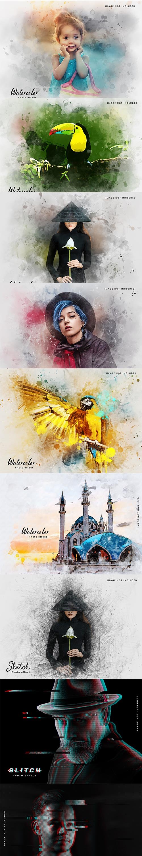 Watercolor photo effect template