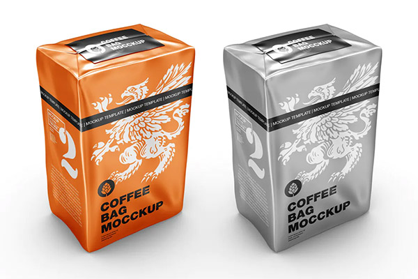 Metallic Paper Coffee Bag Mockup