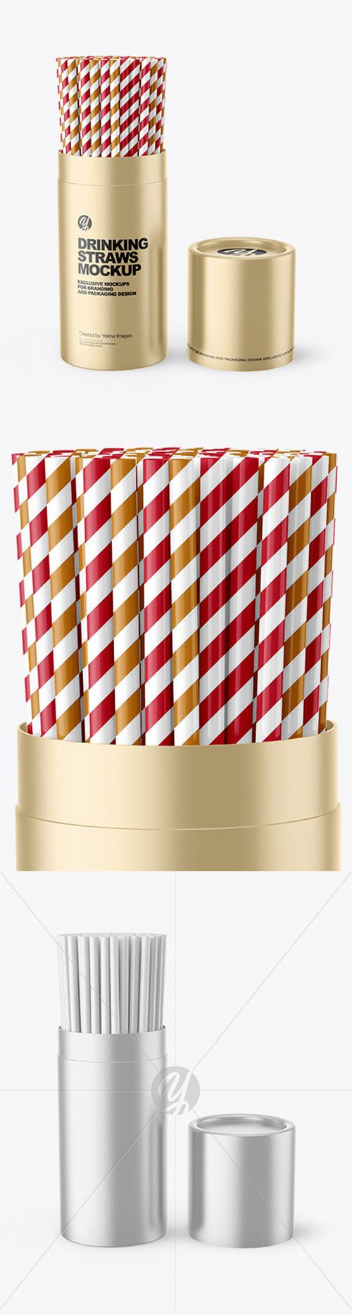 Metallic Tube with Straws Mockup 82667