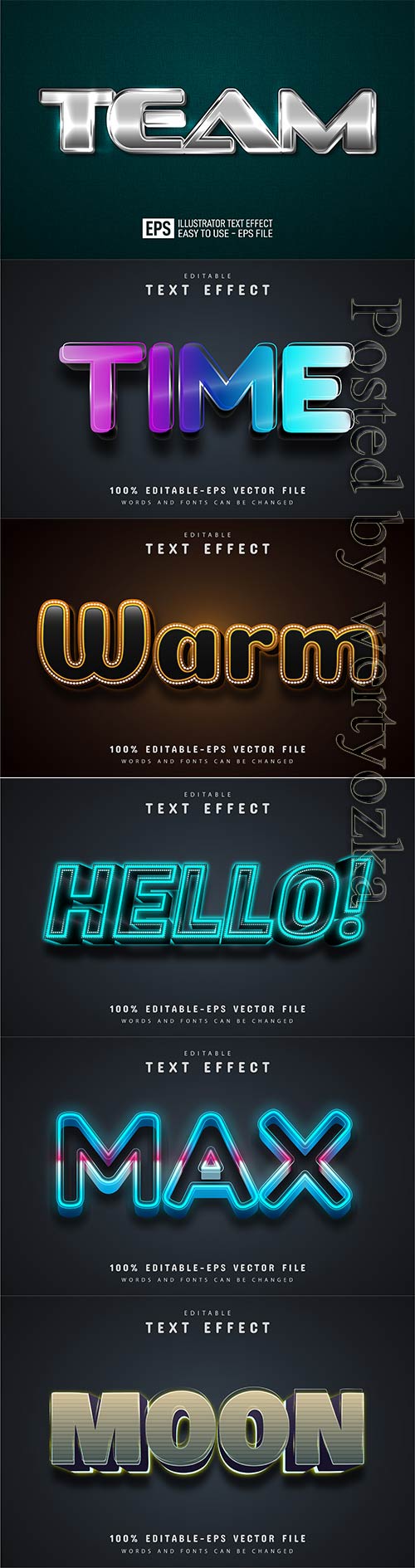 3d editable text style effect vector vol 789