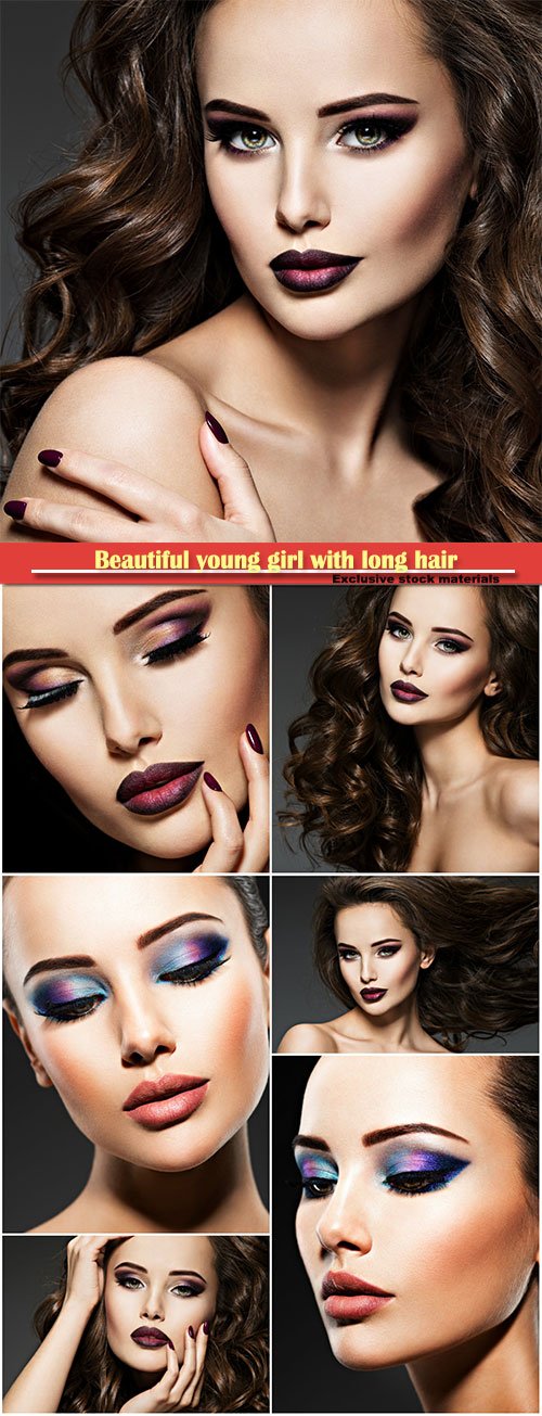 Beautiful young girl with long hair and fashionable makeup