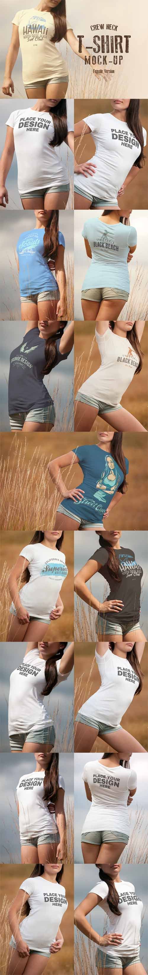 Crew Neck T-Shirt Mock-Up Female Version